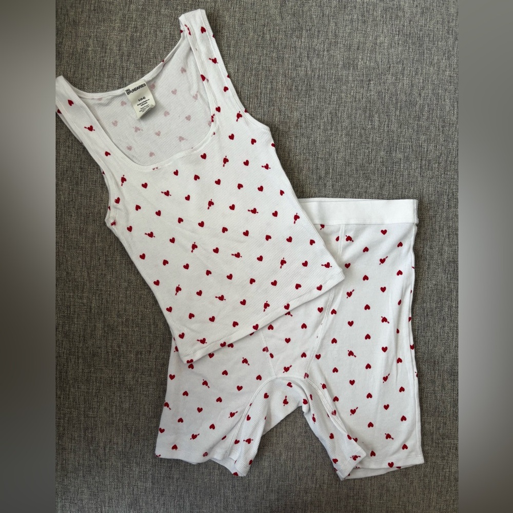 Hearts Underwear Pajama Tank and Boxers Set - Women